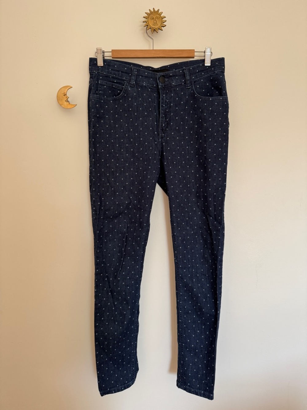Just Female Navy Skinny Jeans with White Dot Pattern